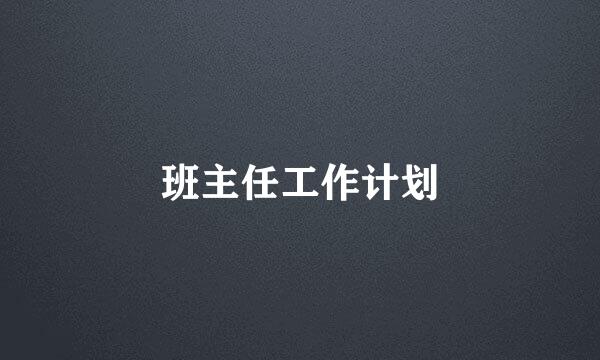 班主任工作计划