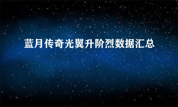 蓝月传奇光翼升阶烈数据汇总