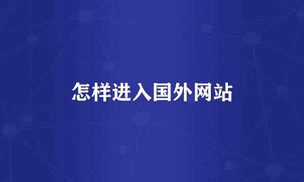 怎样进入国外网站