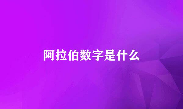 阿拉伯数字是什么