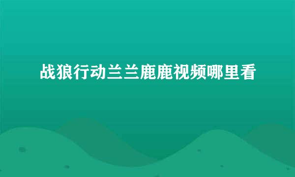 战狼行动兰兰鹿鹿视频哪里看
