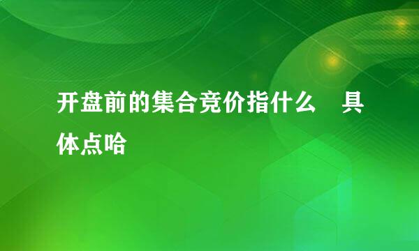 开盘前的集合竞价指什么 具体点哈