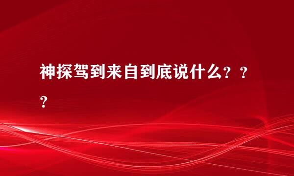 神探驾到来自到底说什么？？？
