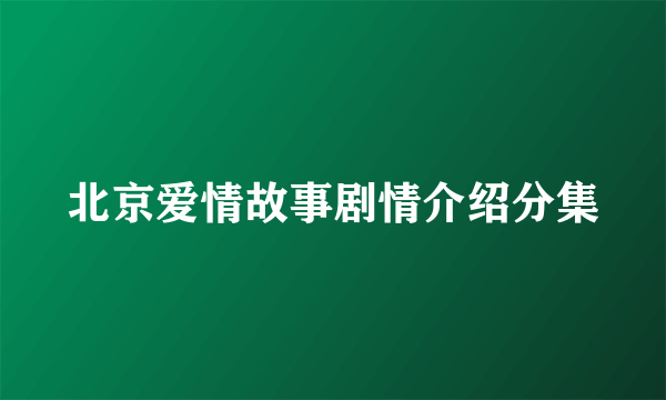 北京爱情故事剧情介绍分集