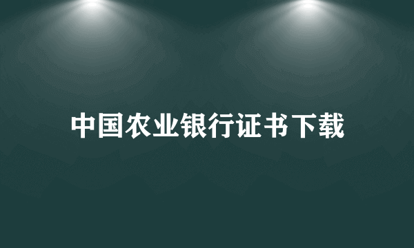 中国农业银行证书下载