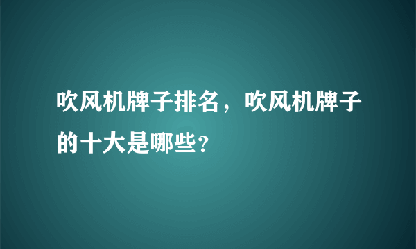 吹风机牌子排名，吹风机牌子的十大是哪些？