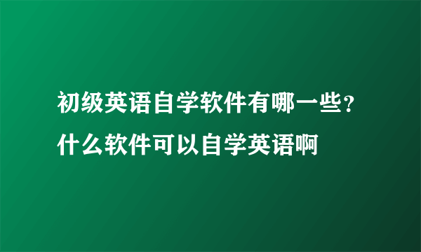 初级英语自学软件有哪一些？什么软件可以自学英语啊