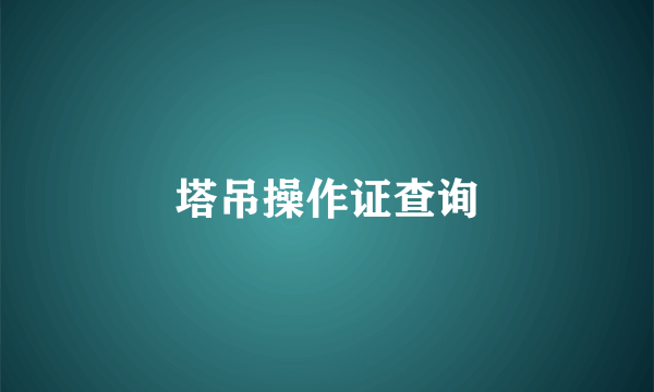 塔吊操作证查询