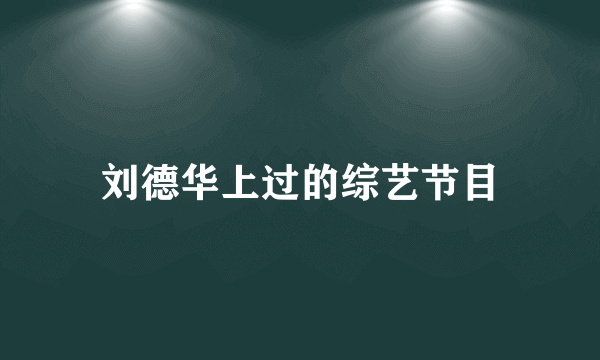 刘德华上过的综艺节目