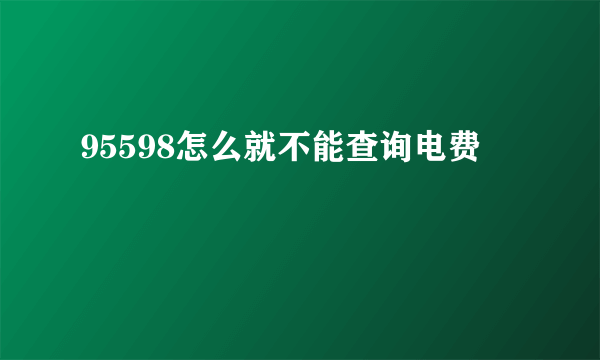 95598怎么就不能查询电费