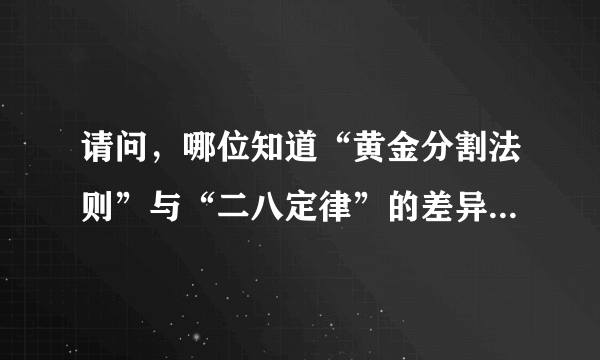 请问，哪位知道“黄金分割法则”与“二八定律”的差异，趋向。