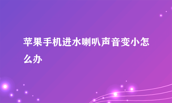 苹果手机进水喇叭声音变小怎么办
