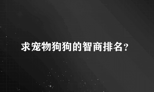 求宠物狗狗的智商排名？