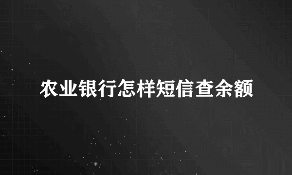 农业银行怎样短信查余额
