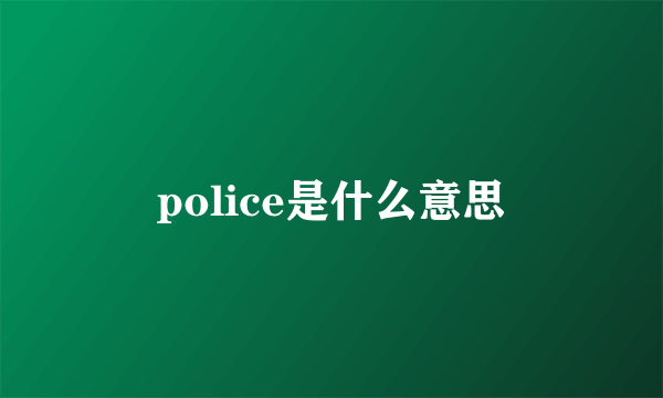 police是什么意思
