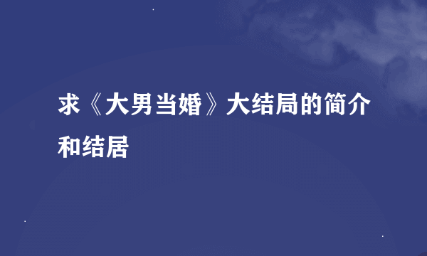 求《大男当婚》大结局的简介和结居