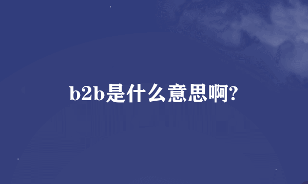 b2b是什么意思啊?