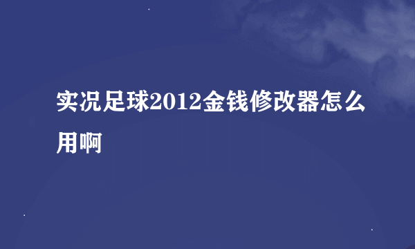 实况足球2012金钱修改器怎么用啊