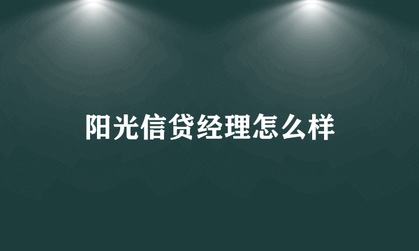 阳光信贷经理怎么样