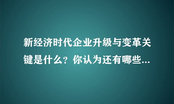 新经济时代企业升级与变革关键是什么？你认为还有哪些关键要素？