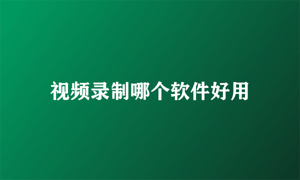 视频录制哪个软件好用