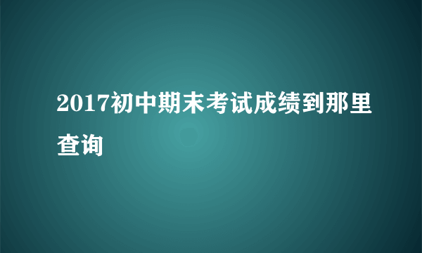 2017初中期末考试成绩到那里查询