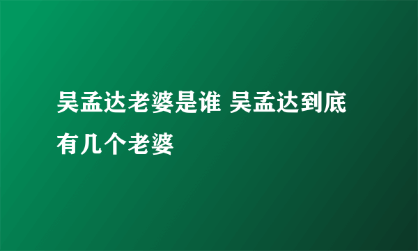 吴孟达老婆是谁 吴孟达到底有几个老婆