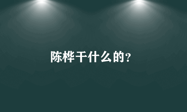 陈桦干什么的？