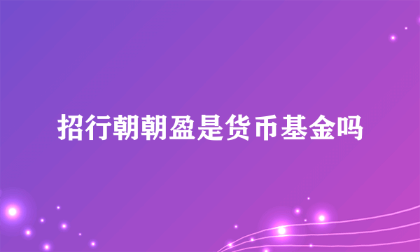 招行朝朝盈是货币基金吗