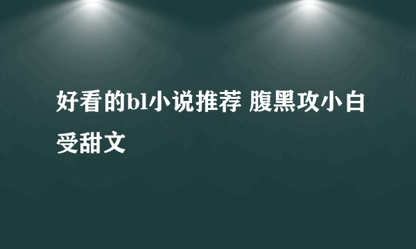 好看的bl小说推荐 腹黑攻小白受甜文