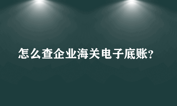 怎么查企业海关电子底账？