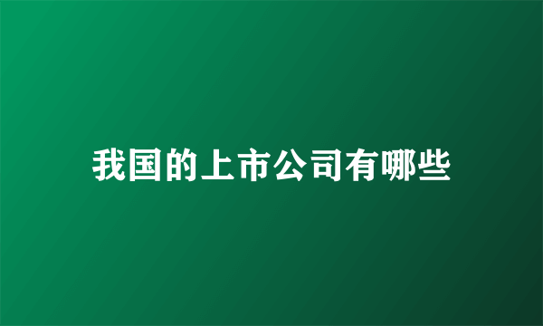 我国的上市公司有哪些