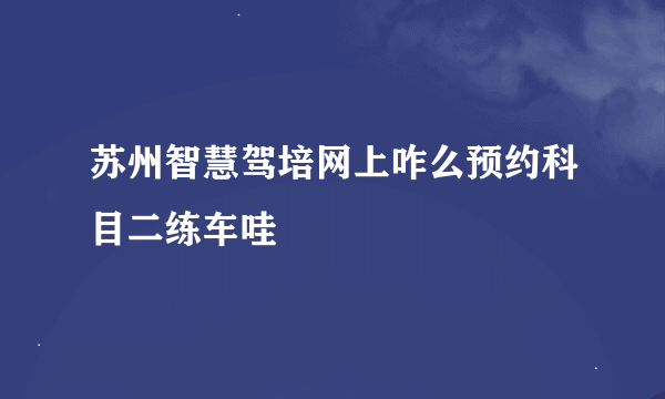 苏州智慧驾培网上咋么预约科目二练车哇