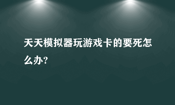 天天模拟器玩游戏卡的要死怎么办?