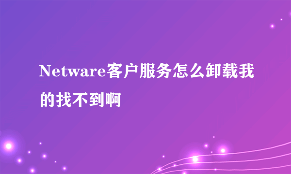 Netware客户服务怎么卸载我的找不到啊