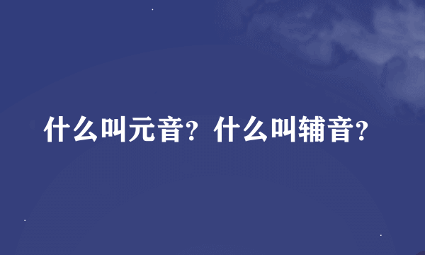 什么叫元音？什么叫辅音？
