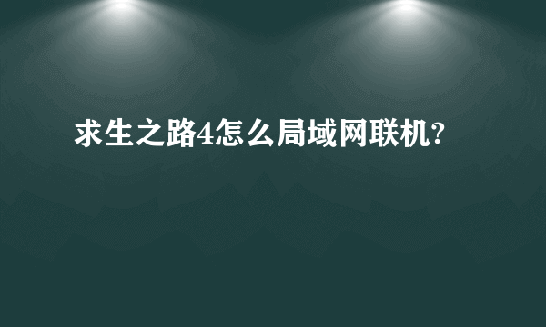 求生之路4怎么局域网联机?