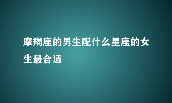 摩羯座的男生配什么星座的女生最合适