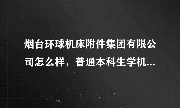 烟台环球机床附件集团有限公司怎么样，普通本科生学机械设计及自动化的进入公司后待遇怎样？