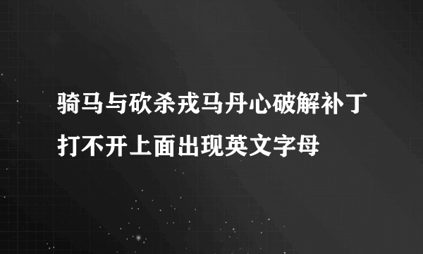 骑马与砍杀戎马丹心破解补丁打不开上面出现英文字母