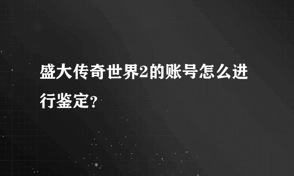 盛大传奇世界2的账号怎么进行鉴定？
