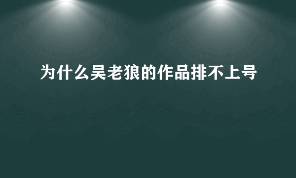 为什么吴老狼的作品排不上号