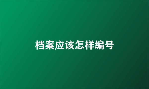 档案应该怎样编号