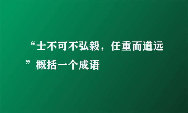 “士不可不弘毅，任重而道远”概括一个成语