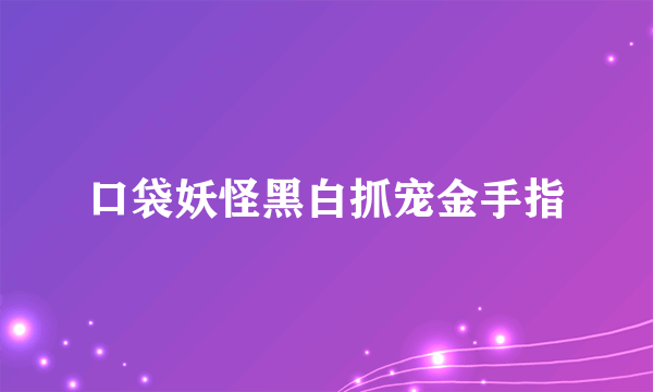 口袋妖怪黑白抓宠金手指