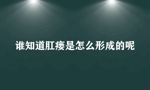 谁知道肛瘘是怎么形成的呢