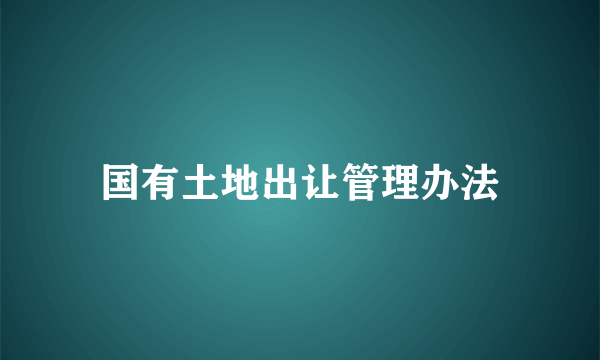 国有土地出让管理办法