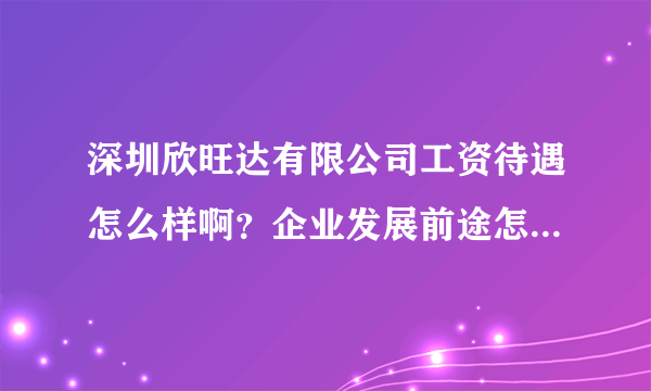 深圳欣旺达有限公司工资待遇怎么样啊？企业发展前途怎么样？氛围之类的怎么样？