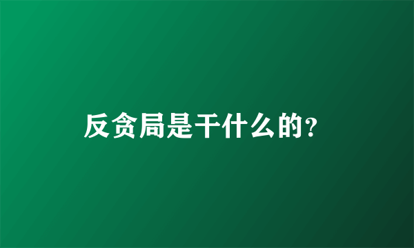 反贪局是干什么的？