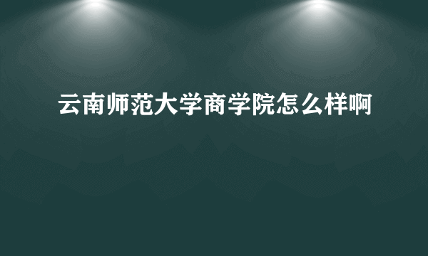 云南师范大学商学院怎么样啊